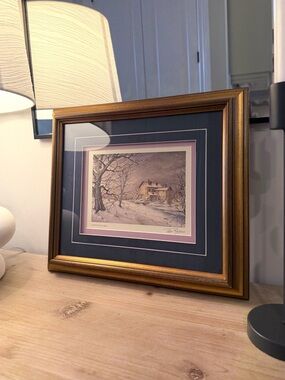 Vintage Framed Peter Robson Print – “Streetsville Mill” Winter Scene